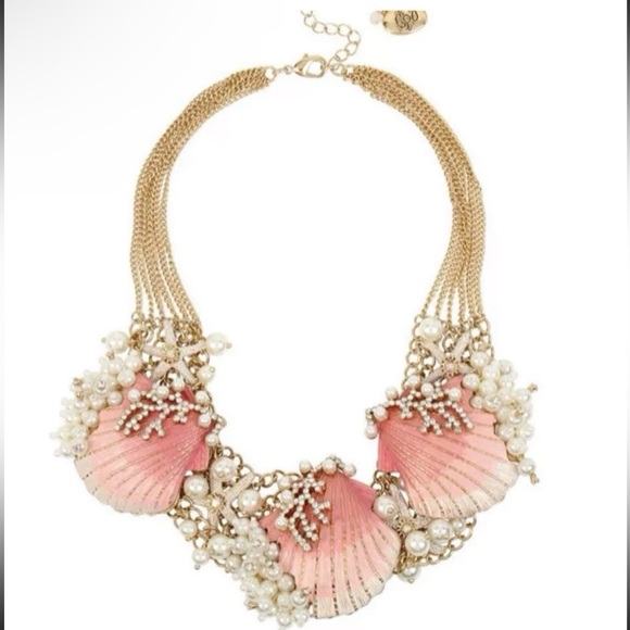 Betsey Johnson Mermaid Ombre Seashell & Pearl Statement Necklace New - Picture 11 of 11